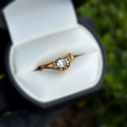 Jewelry 18k solid yellow gold cz stone 0.40CTW ring sz 7.50