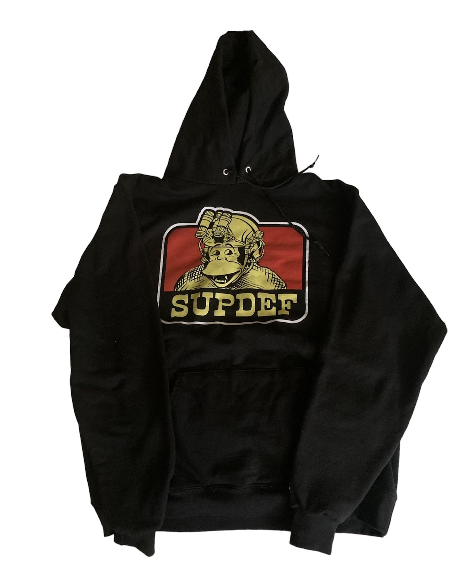 Black Champion Eco "SUPDEF" Superior Defense Pullover Hoodie | Mens Large