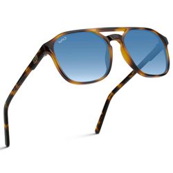 WearMe Pro Polarized Double-Bridge Large Rectangular Unisex Sunglasses