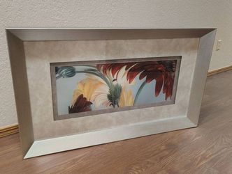 3ft 8in Grey Marbled Mat silver Black Distressed Flower Frame