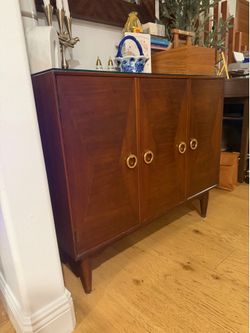 Vintage Buffet Cabinet with Custom Glass Top