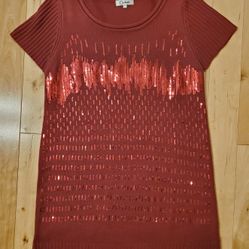 NEW Carducci Maroon Sequin Sweater Dress (L)