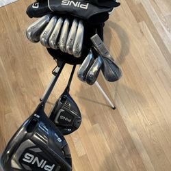 Complete Golf Bag Setup – Ping G425 Driver + 3-Wood + Titleist T300 Irons + Wedges + Putter + MNML MV2 Stand Bag