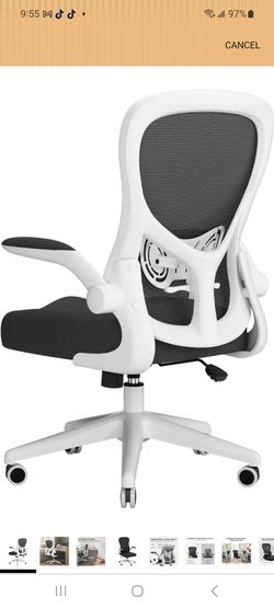 Hbada Office Chair Ergonomic Desk Chair, Office Desk Chairs with PU Silent Wheels, Breathable Mesh Computer Chair with Adjustable Lumbar Support, Flip