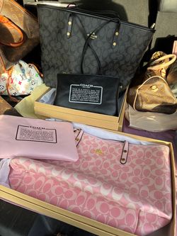 Coach Signature Tote Bag Pink with Box