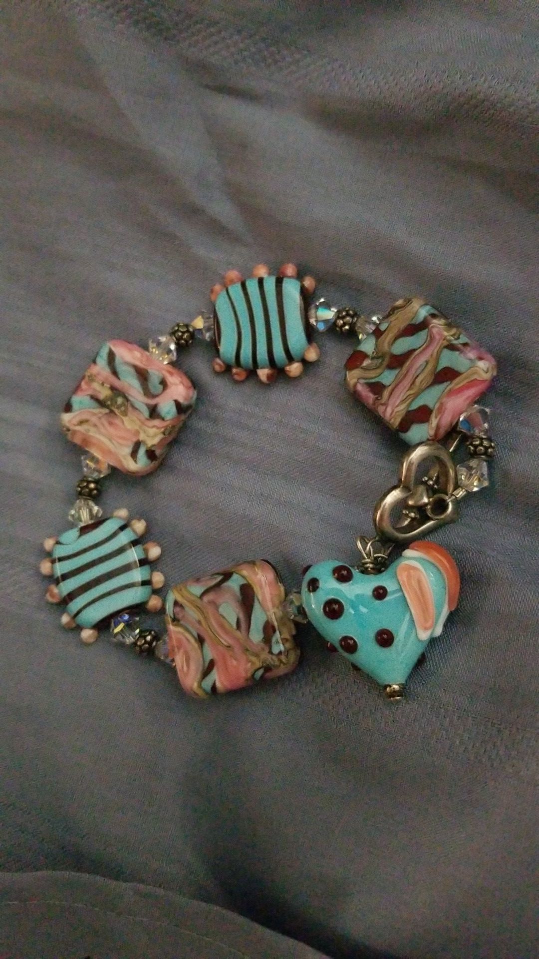 Vintage Glass & Sterling Bracelet