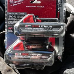 2 New Milwaukee M18 High Output Batteries