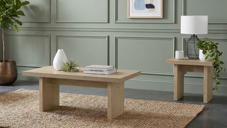 Decker Natural Oak 2-Piece Coffee and End Table Set