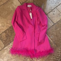 Pink Feather Suit Jacket 
