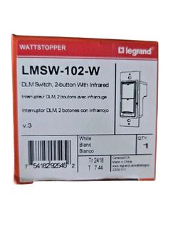 Legrand Wattstopper LMSW-102-W DLM Wall Switch 2-Button Infrared White 24V