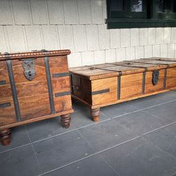 Stunning Pair Of Antique Trunks / Trunk Coffee Table