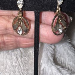Vintage Dangle 1/20 12K JMS Gold Filled CZ Earrings  