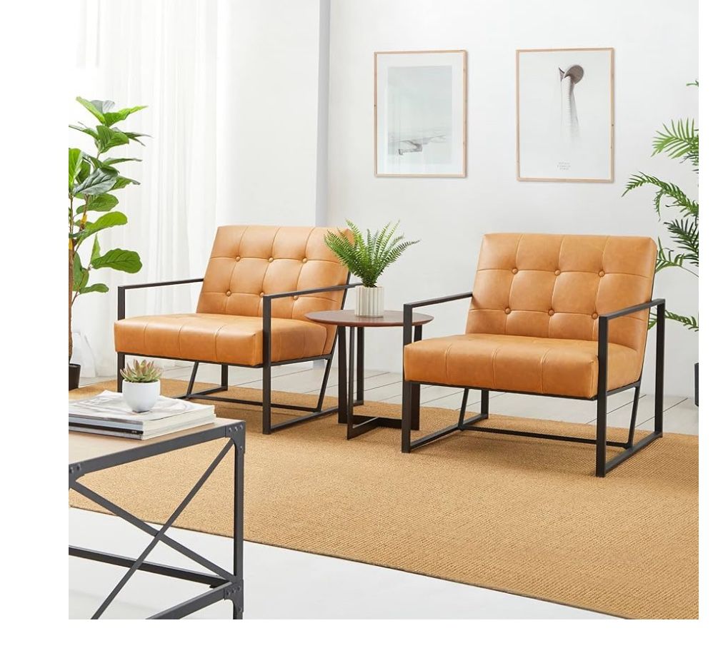 Glitzhome Camel Leatherette Chairs 