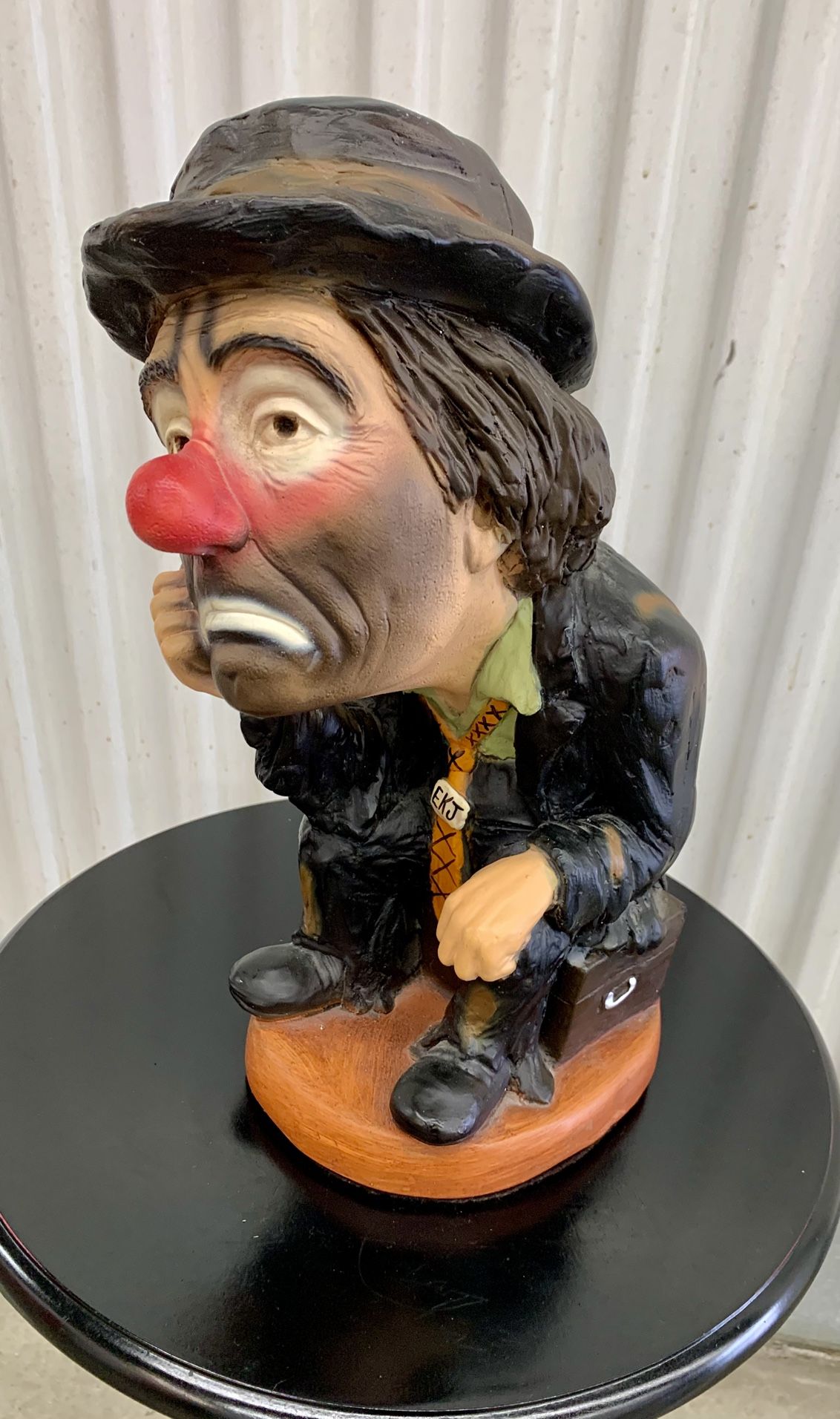 Vintage signed Esco Emmett Kelly Jr. “Sitting Hobo Clown” sculpture