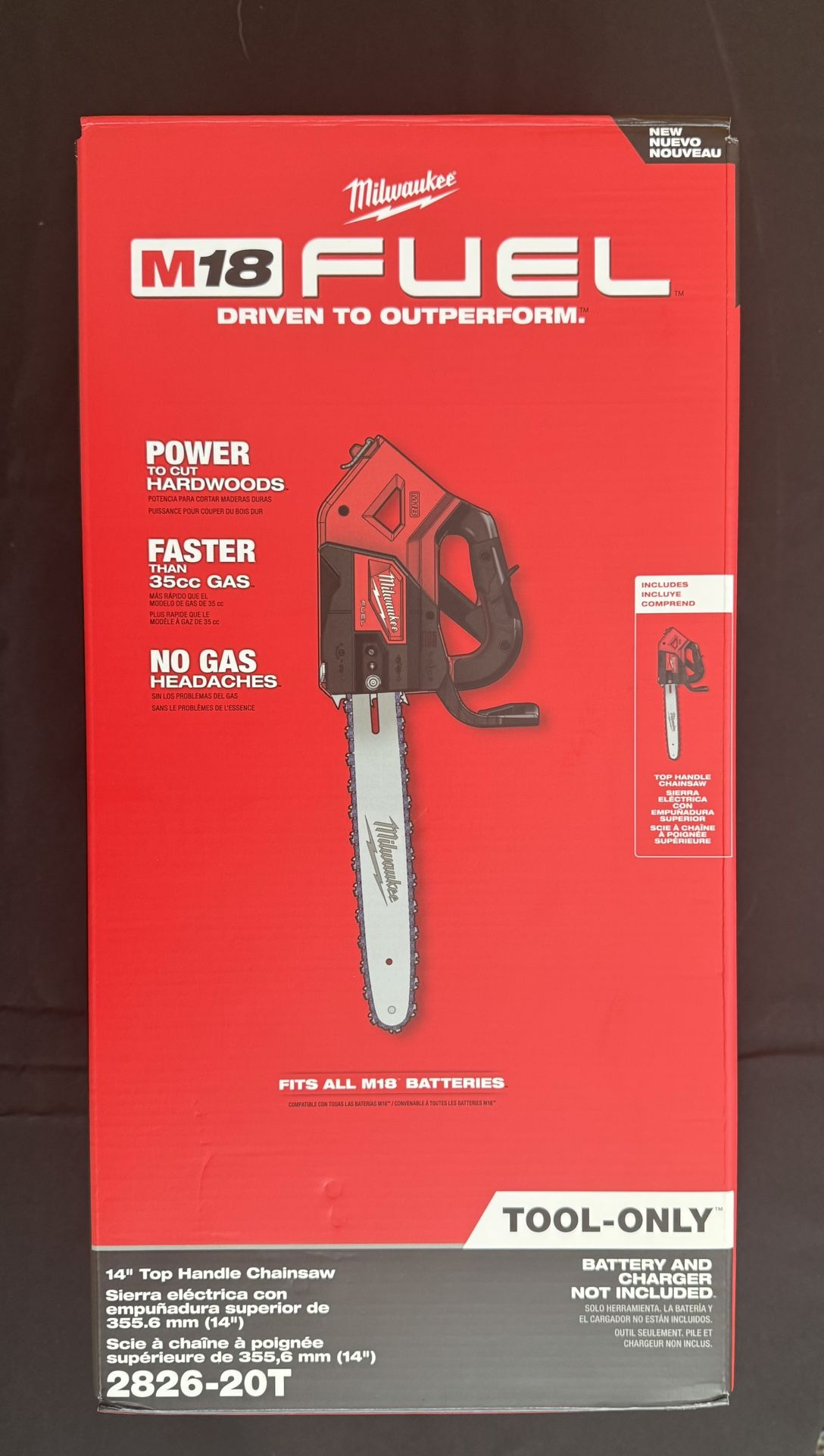 M18 FUEL 14 in. 18V Lithium-lon Brushless Cordless Battery Top Handle Chainsaw (Tool Only)