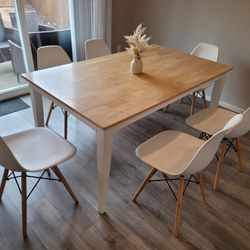 White Brown Table and 6 Chairs