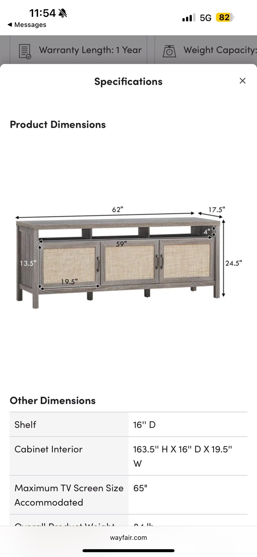 TV console table Rattan