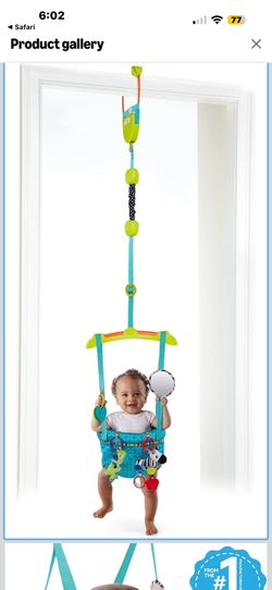 Bright Starts Bounce 'n Spring Deluxe Door Jumper for Baby with Adjustable Strap, 6 Months and Up, Max Weight 26 lbs