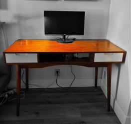 Wayfair - Aaron Two Drawer Mid-Century Modern Open Shelf Wooden Desk