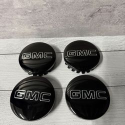 4x Gloss Black Wheel Rim Center Caps 3.25" For GMC Sierra Yukon Denali 2014-2024