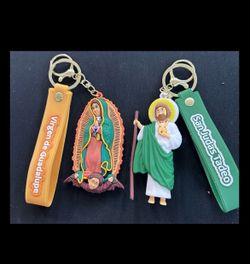 Set of of 12 x 3D Virgen de Guadalupe and San Judas Tadeo keychain Jude Thaddeus