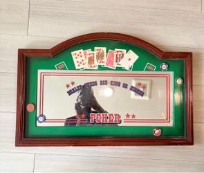 RARE Vintage  3D Poker Pub Mirror Sign Hang Wall Art By Designstyles 27” X 17.5”