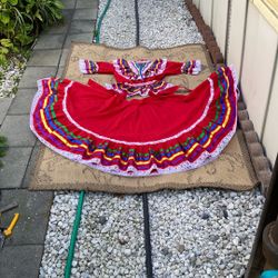 Dress Folklorico Red Sz. 4-8. Years. Practice 