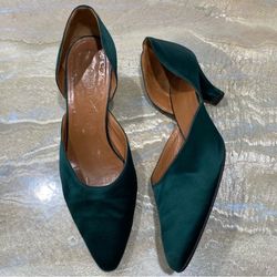 Giorgio Armani Green Pumps Short Heels Women Shoes Size 8.5 / Preowned