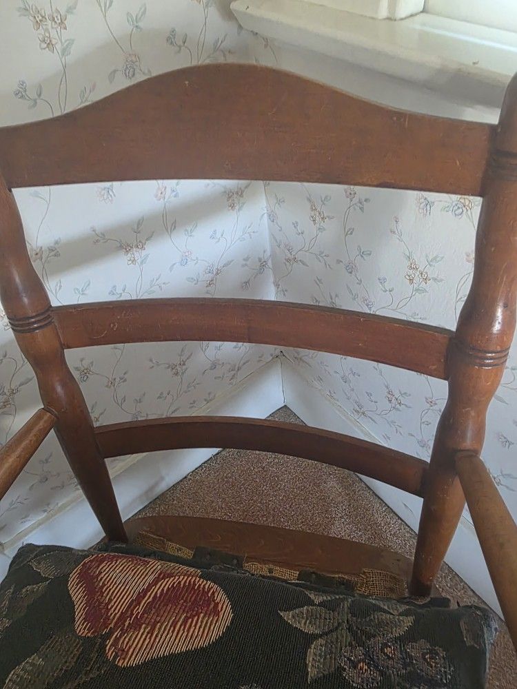 Wooden Rocking Chair with Floral Cushion