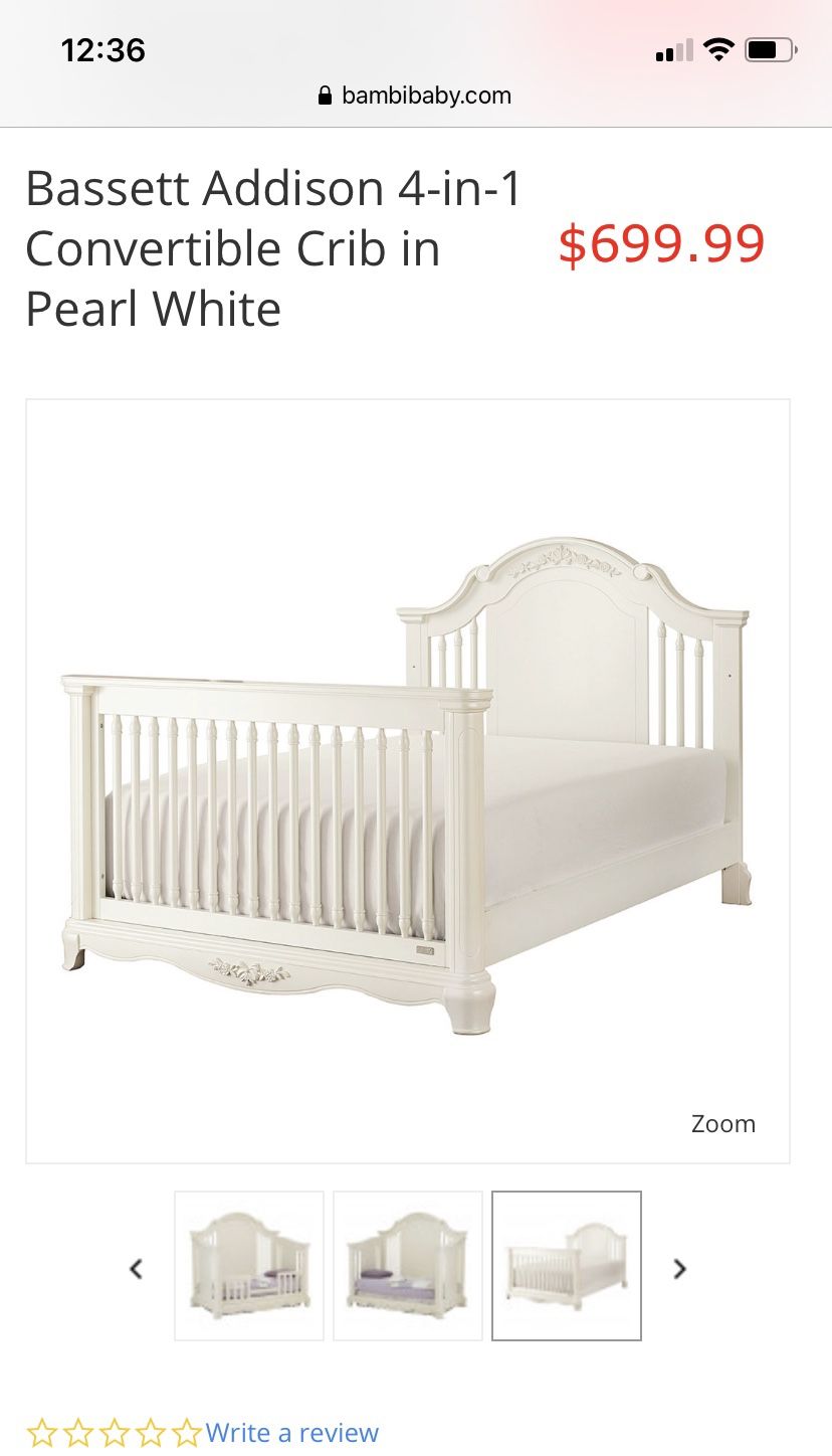 Bassett Addison 4 in 1 Convertible Crib in Pearl White for Sale in Pompano Beach FL OfferUp