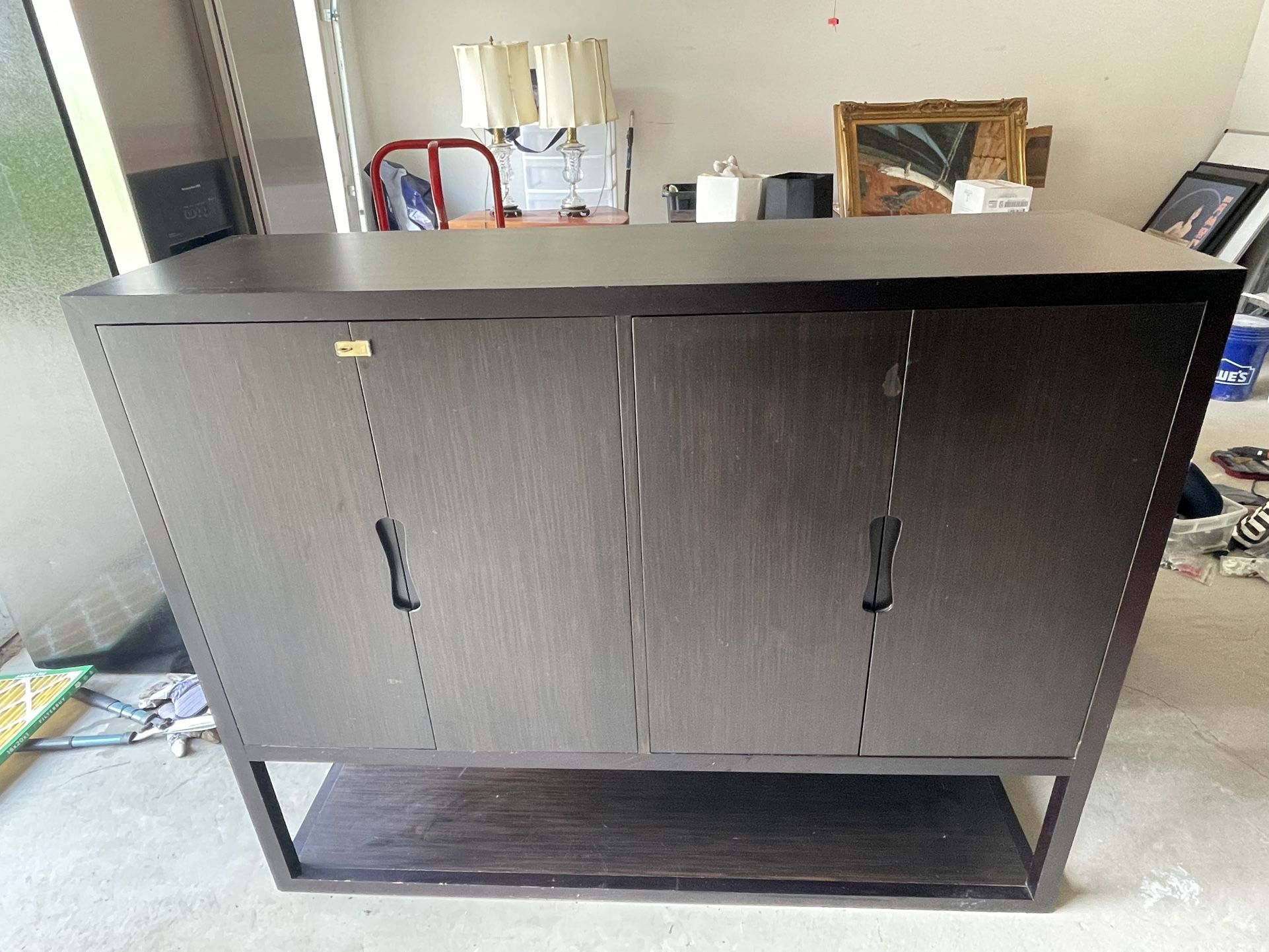 Custom Made Liquor Hardwood/Metal Cabinet