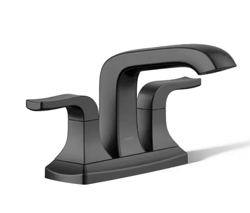Kohler Rubicon 4 in. Centerset Double Handle Bathroom Faucet in Matte Black