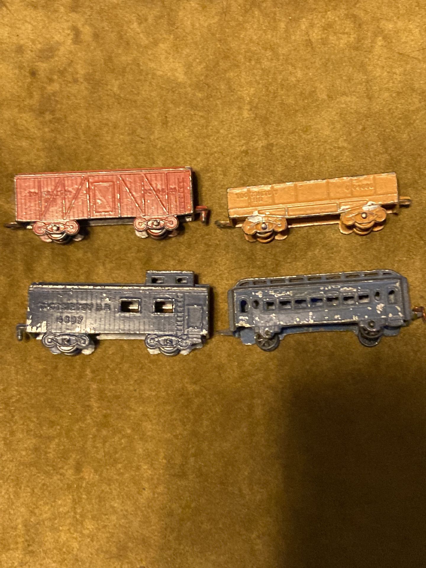 Pre -1924 Tootsie Toy Diecast Railroad Car Lot Of 4