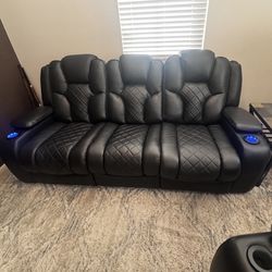 Leather Reclining Sofa, And Chair 