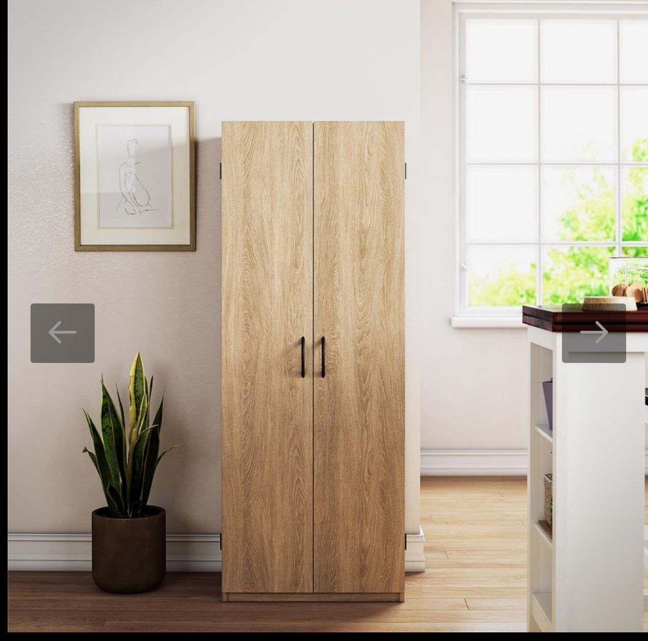 Mainstays 60" 2 Door Storage Cabinet, Natural
