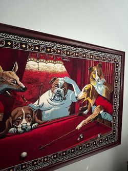 Dogs Playing Pool Framed Wall Art