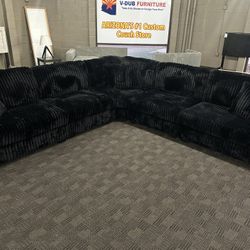 Large Black Modular Comfy Sectional 