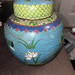 Antique Chinese Cloisonné Jar for Fresh Ginger 