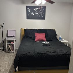 Queen size bed frame and serta mattress