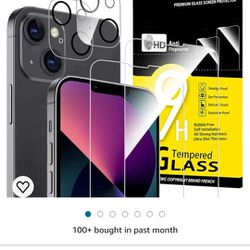 NEW'C 4 Pack, 2 Pack Screen Protector for iPhone 13 Mini + 2 Pack Camera Lens Protector, Sensor Protection,Case Friendly Tempered Glass Film