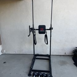 Power tower/dip station and 20,15,10 pairs of dumbbells weights 
