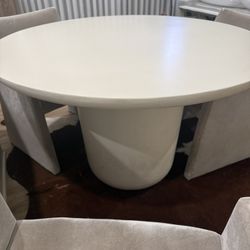CB2 Dining table set-3 dining chairs and a table (rug is for sale too)