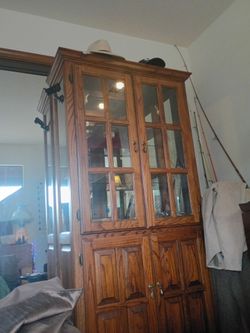 curio china cabinet solid oak no veneer