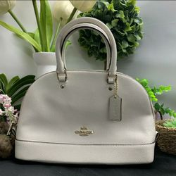 Coach Designer Mini Sierra Satchel Smooth Beige Leather Bag Purse Handbag