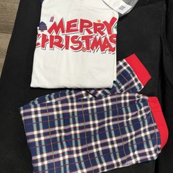 SIORO Christmas Pyjamas Set Family Long Pyjamas with Letter Shirt Top and Plaid Pyjama Pants Sleepwear, size small,medium,Large  $15 each