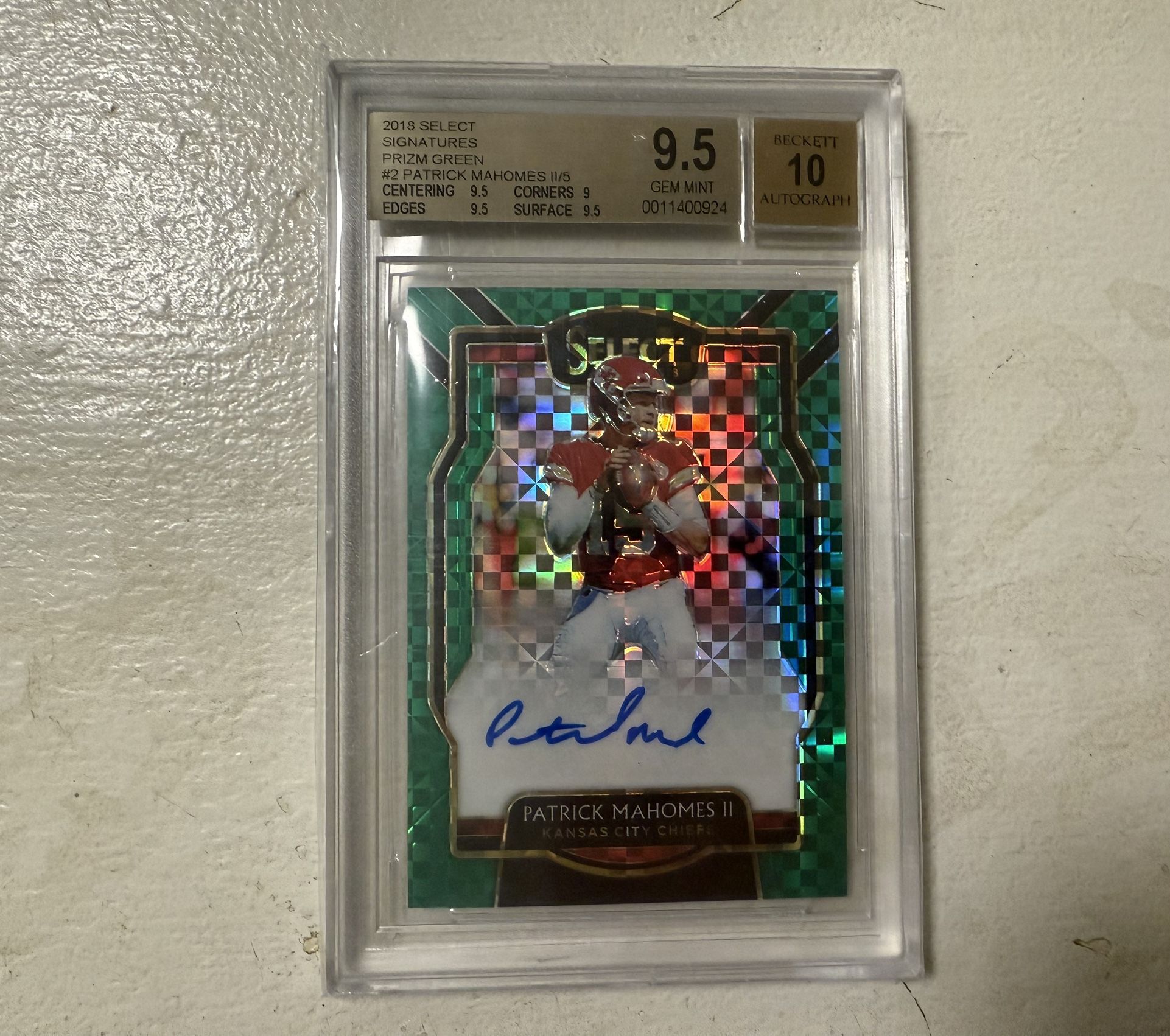 2018 Select Signatures Green Patrick Mahomes Auto /5