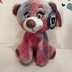 VALENTINE’s DAY TEDDY BEAR - GLITTER NOSE AND MULTI  COLORED !  11 INCH - NEW WITH TAGS
