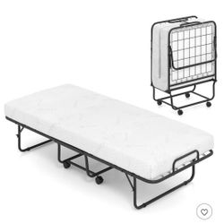 Portable Guest Bed Rollaway Folding Bed With Memory Foam Mattress Brand New Already Assembled $150 Must See IF STILL UP STILL AVAILABLE 