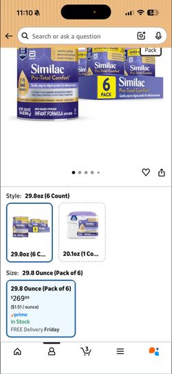 Similac Pro-Total Comfort Infant Formula With Iron, Gentle, Easy-to-Digest Formula, Has 2'-FL HMO for Immune Support, Non-GMO, Baby Formula Powder, 29