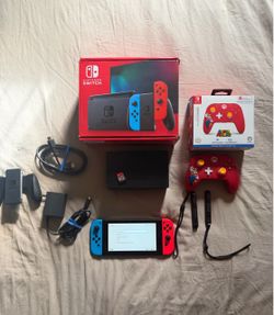 Nintendo Switch Console Bundle + Super Mario Controller & Game